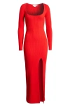 GOOD AMERICAN GOOD AMERICAN VIRGO LONG SLEEVE RIB SWEATER DRESS