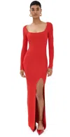 Good American Virgo Rib Long Sleeve Gown Grenadine003 In Grenadine003