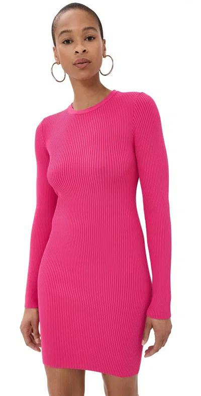 Good American Virgo Long Sleeve Rib Minidress In Pink