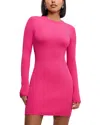 Good American Virgo Long Sleeve Rib Minidress In Ballet Pink