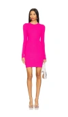 Good American Virgo Long Sleeve Rib Minidress In Pink