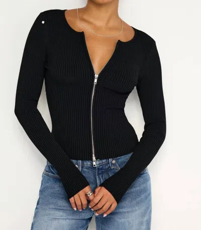 GOOD AMERICAN VIRGO RIB SWEATER IN BLACK