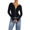 Good American Virgo Rib Zip Front Sweater Black001 In Black001