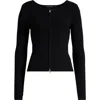 Good American Virgo Rib Zip Front Sweater Black001 In Black001