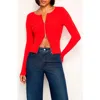 Good American Virgo Rib Zip Cardigan In Grenadine003
