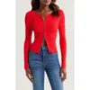 Good American Virgo Rib Zip Cardigan In Grenadine003