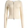 Good American Virgo Rib Zip Cardigan In Warm Ivory