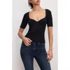 Good American Virgo Short Sleeve Rib Top In Black
