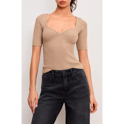Good American Virgo Short Sleeve Rib Top In Mineral001