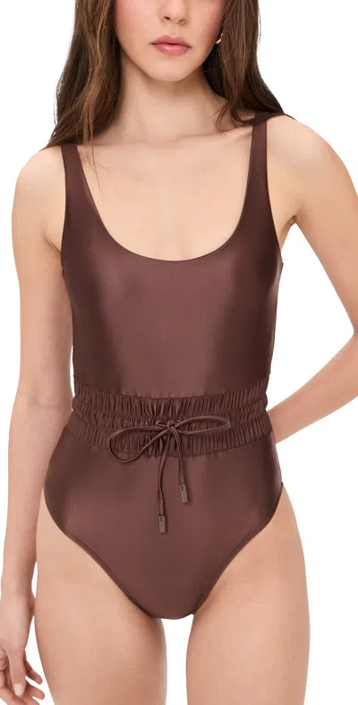 Good American Waist Framer One Piece Swimsuit Cocoa Terra In Brown