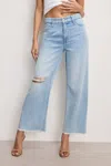 Good American Weightless Good Skate Wide Cropped Jeans In Indigo959 In Animal Print