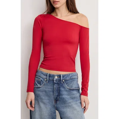 Good American Weightless One-shoulder Top In Red