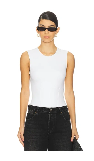 Good American Weightless Scuba Corset Tank Top In White