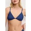 Good American Whip Stitch Denim Bikini Top In Swim Denim Rinse001