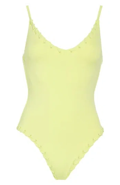 Good American Whip Stitch One-piece Swimsuit In Green
