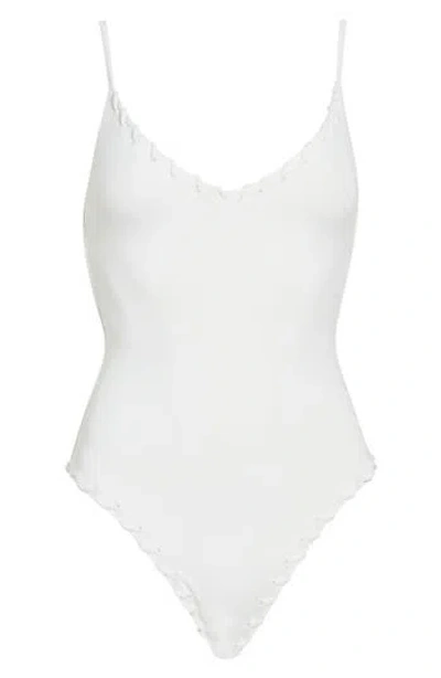 Good American Whip Stitch One-piece Swimsuit In White
