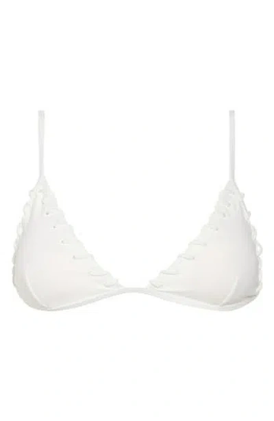 Good American Whipstitch Trim Bikini Top In White001