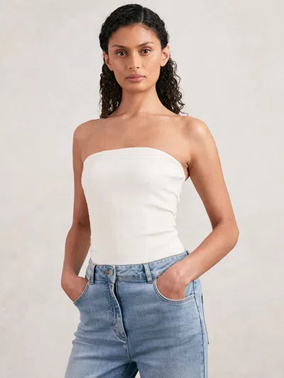 Good American Good White Good Crystal Corset Bodysuit