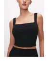 Good American Wide Scrunchie Crop Top In Black In Black