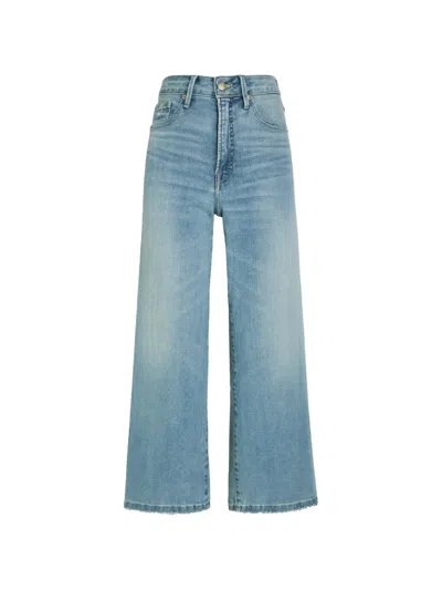 Good American Good Waist Palazzo Cropped Wide-leg Jeans In Blue