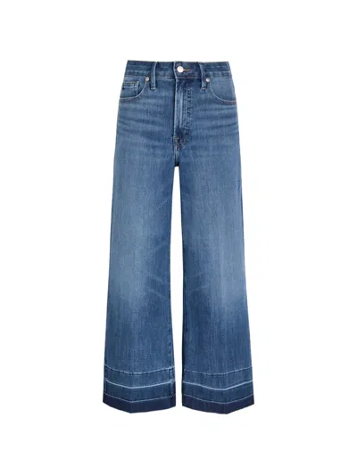 Good American Good Waist Palazzo Cropped Wide-leg Jeans In Blue