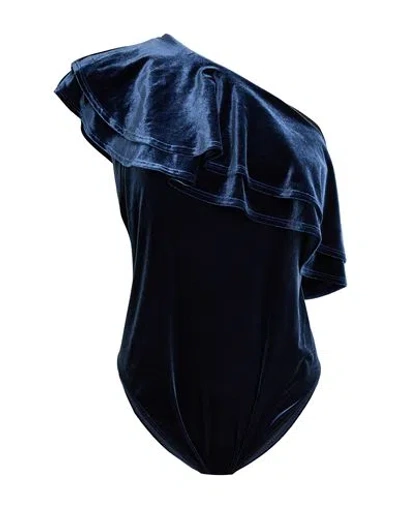 Good American Woman Bodysuit Midnight Blue Size 5 Polyester, Elastane