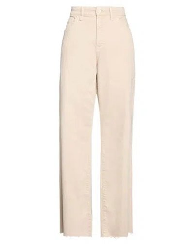 Good American Woman Pants Beige Size 32 Cotton, Tencel, Elastane In Gray