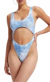 Good American Women's Always Fits Tie Dye Cutout Swimsuit In Blue In Blue