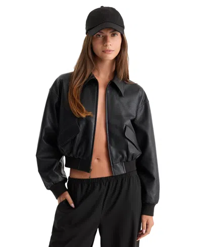 Good American Women's Better Than Leather Collared Jacket In Black