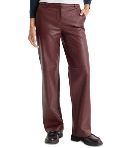 Good American Women's Better Than Leather Low-rise Wide-leg Faux Leather Trousers In Brown