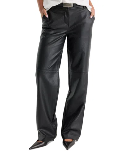 Good American Better Than Leather Faux Leather Low Rise Bootcut Jeans In Black