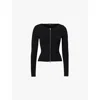 Good American Virgo Rib Zip Front Sweater Black001 In Black001