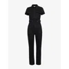 Good American Womens Black099 Fit For Success Straight-leg Stretch-denim Jumpsuit In Black099