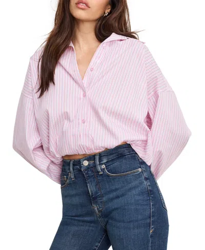 Good American Women's Button-front Poplin Bubble Shirt In Multi