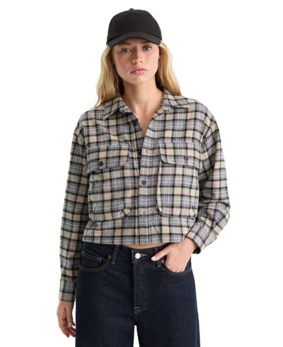 Good American Women's Button-front Collared Shirt In Gray