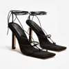 Good American Women's Caged Square Toe Strappy Neoprene Heels In Black In Black
