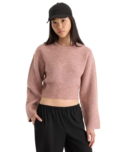 Good American The Chunky Knit Crop Sweater In Pink