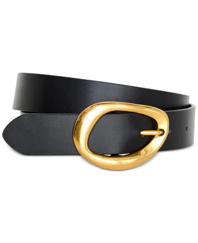 Good American Women's Classic Faux-leather Oval Buckle Belt In Black