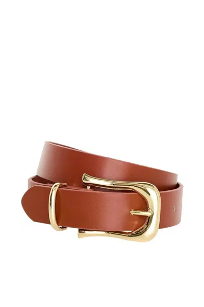 Good American Women's Classic Saddle Buckle Belt In Luggage In Brown
