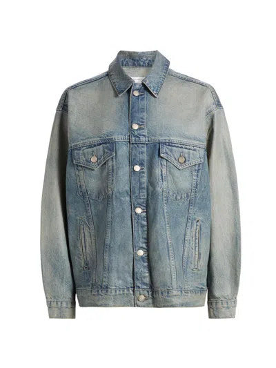 Good American Women's Coated Oversized Denim Jacket In Blue