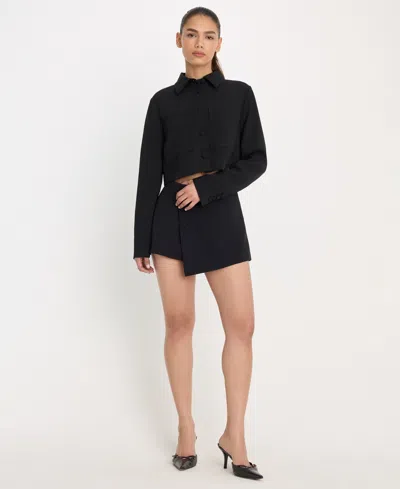 Good American Women's Collared Cropped Jacket, Regular & Plus Size In Black