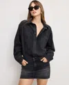 Good American Denim Long Sleeve Mini Shirtdress In Black