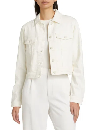 Good American Women's Committed To Fit Denim Jacket In Cloud White