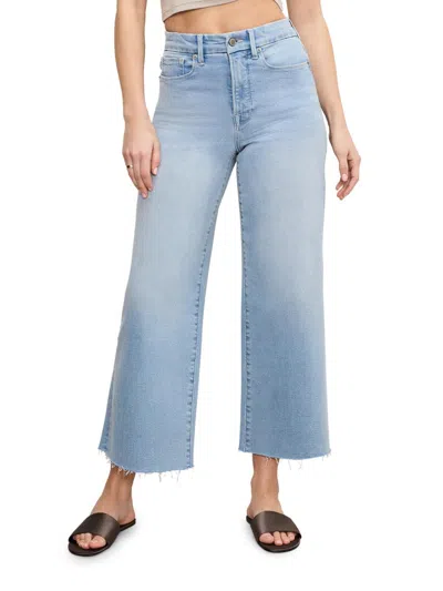 Good American Women's Compression Denim Good Waist Crop Palazzo Jeans In Blue