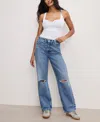 Good American Women's Cotton 90s High-rise Relaxed Distress Jeans In Blue