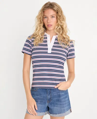 Good American Women's Cotton-blend Short-sleeve Polo Shirt In Blue