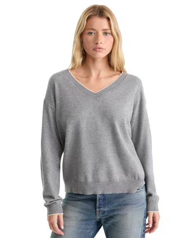 Good American Women's Cozy V-neck Pull-on Sweater In Gray