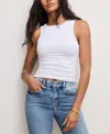 GOOD AMERICAN WOMEN'S CREWNECK RUCHED-FRONT STRETCH TOP