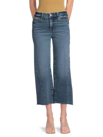 Good American Women's Cropped Palazzo Jeans In Blue