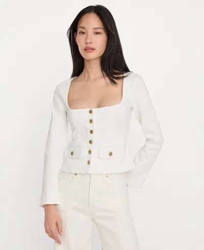 Good American Women's Cropped Square Neck Jacket, Regular & Plus Size In White